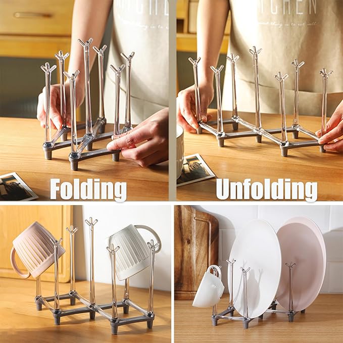 Yesland 2 Pack Retractable Cup Drying Rack, Plastic Non-slip Bottom Mug Tree - Image 4