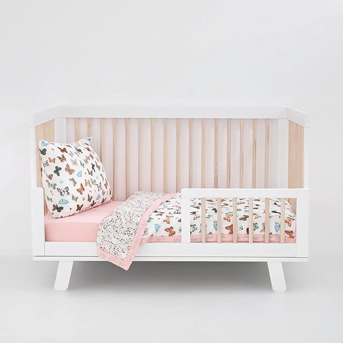 Little Unicorn Toddler Bedding 3-Piece Set | Super Soft & Breathable Muslin Fabric | for Convertible Cribs & Toddler Beds (Butterflies)