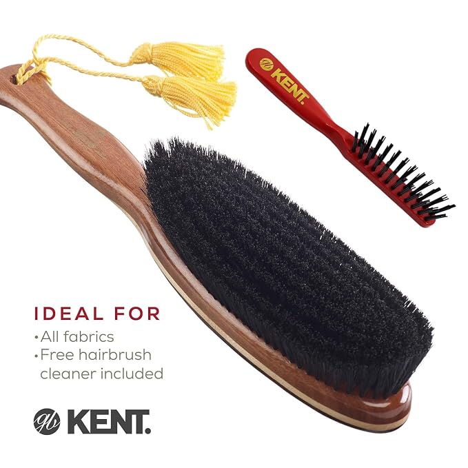 KENT CR8 Clothes Brush, 100% Natural Black Boar Bristle Lint Remover - Image 5