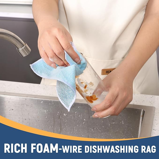 Double Side Non Scratch Wire Dishcloth 75pcs-Multipurpose Wire Dishwashing Rags - Image 5
