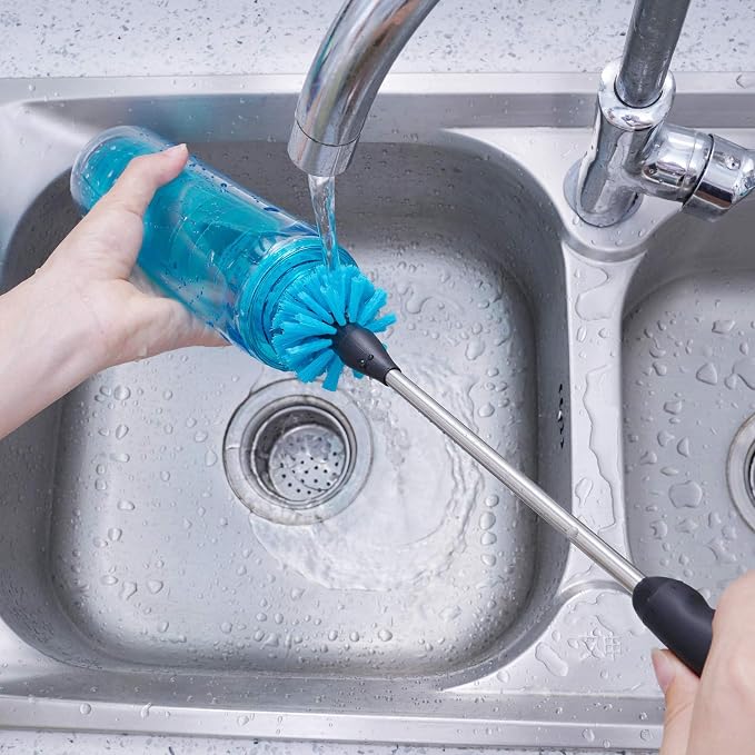 Stainless Steel Water Bottle Brush, Long Handle Scrubbing Brush, Built - Image 8