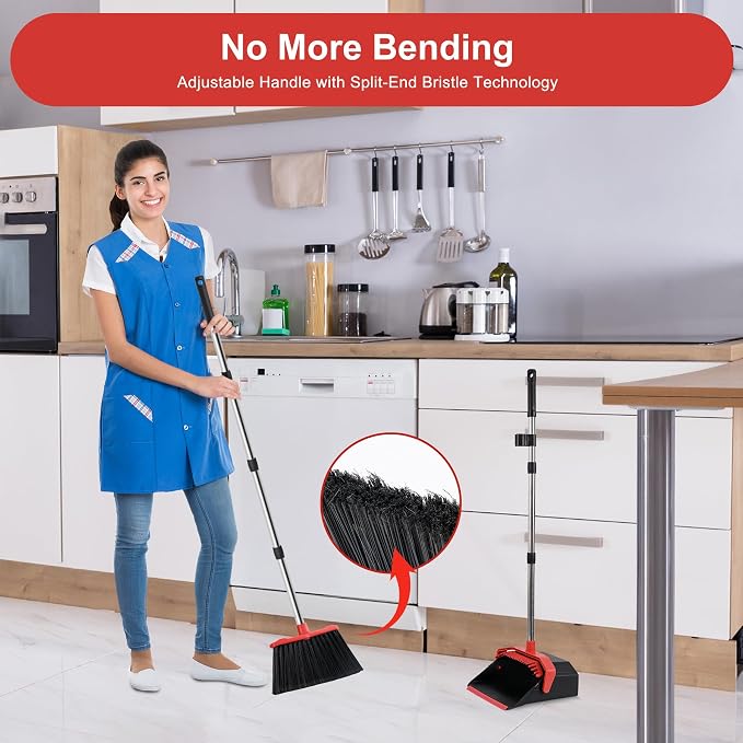 Large Upright Broom and Dustpan, Heavy Duty Dust Pan - Image 3