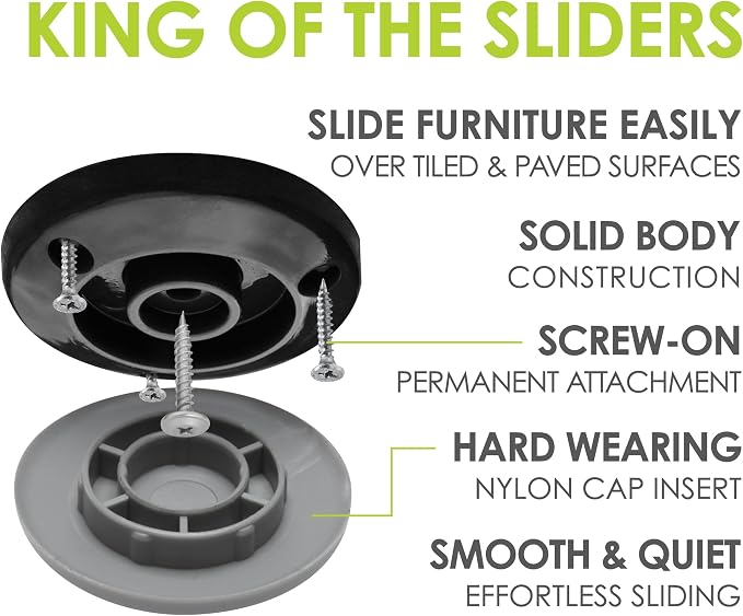Gorilla Outdoor 2 Inch Furniture Sliders/Screw on Nylon Glide Floor Protectors - Image 2