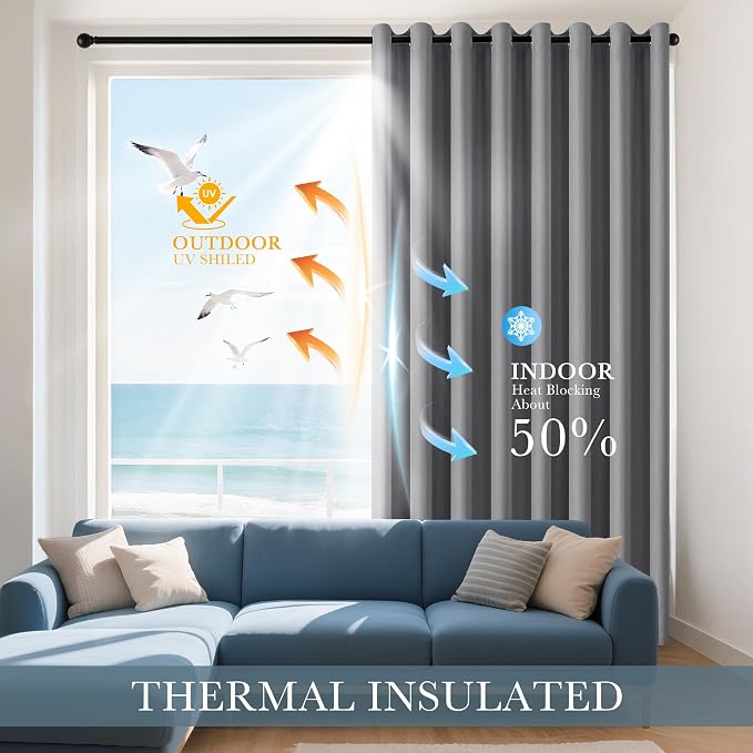 PONY DANCE Extra Long Blackout Curtains 94 inch Length Set of 2, Thermal - Image 3