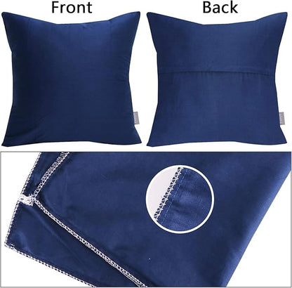 Thmyo 4-Pack 100% Cotton Comfortable Solid Decorative Throw Pillow Case Square Cushion Cover Pillowcase Sublimation Blank Pillow Covers Christmas DIY Throw Pillowcase(22x22inch/55x55cm,Midnight Blue)
