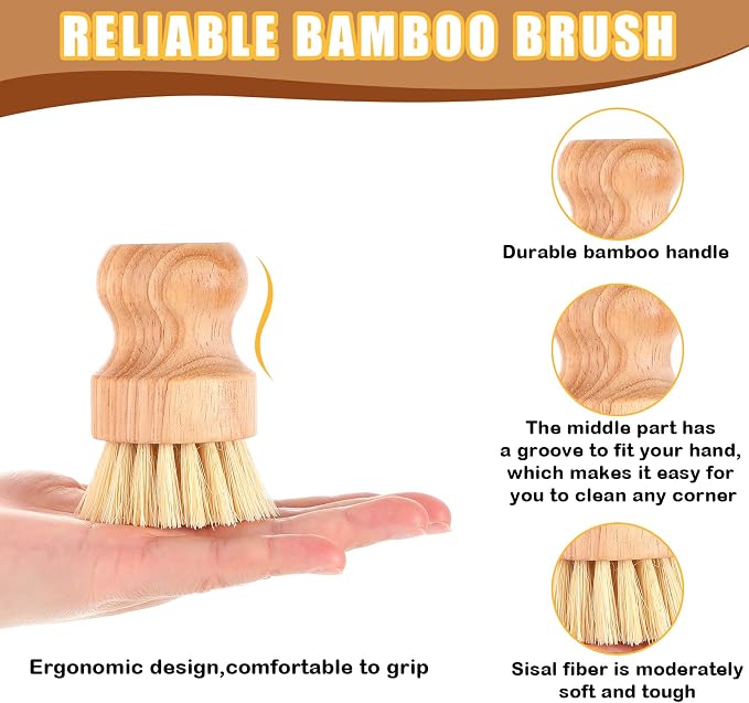 Nuenen 100 Packs Bamboo Dish Scrub Brushes Wooden Scrubbers Set Kitchen - Image 5