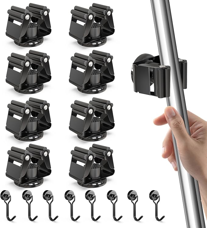 3-H Magnetic Broom Holder with Strong Magnetic Hook 16 Pack, Broom Holder Wall by 3-H