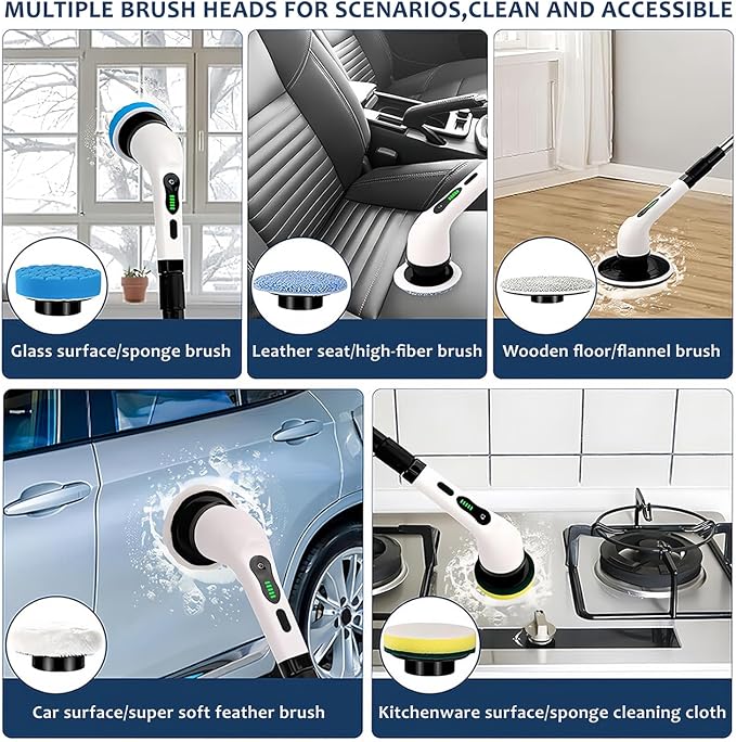 Cordless Electric Spin Scrubber, Hands-Free Shower Cleaning Tool - Image 6