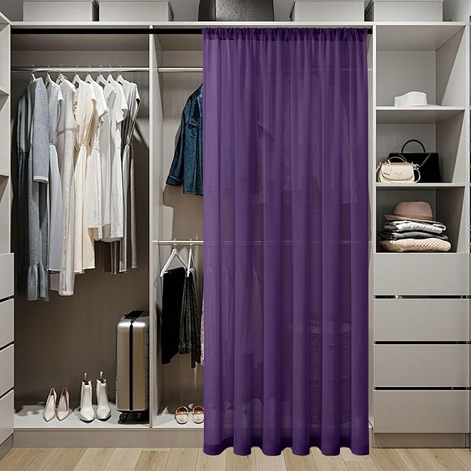 Tollpiz Short Sheer Door Curtains Closet Linen Textured Curtains Sheer Doorway - Image 3