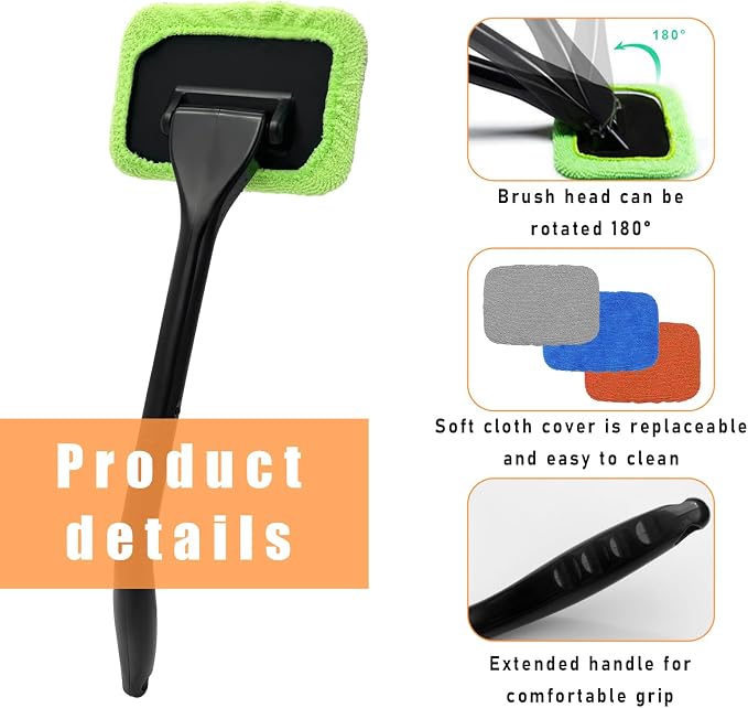 Car Windshield Cleaning Tool, Microfiber Window Cleaner - Image 3