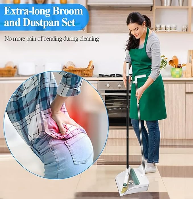 Broom and Dustpan Set 50" Long Handle Foldable Stand Up Broom and Dustpan - Image 4