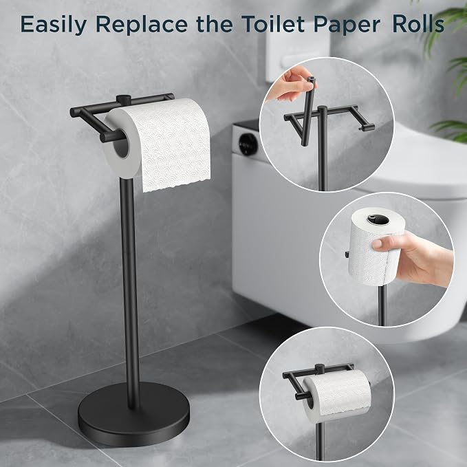 FORIOUS Toilet Paper Holder Wall Mount, Stainless Steel Rustproof Double Post - Image 5