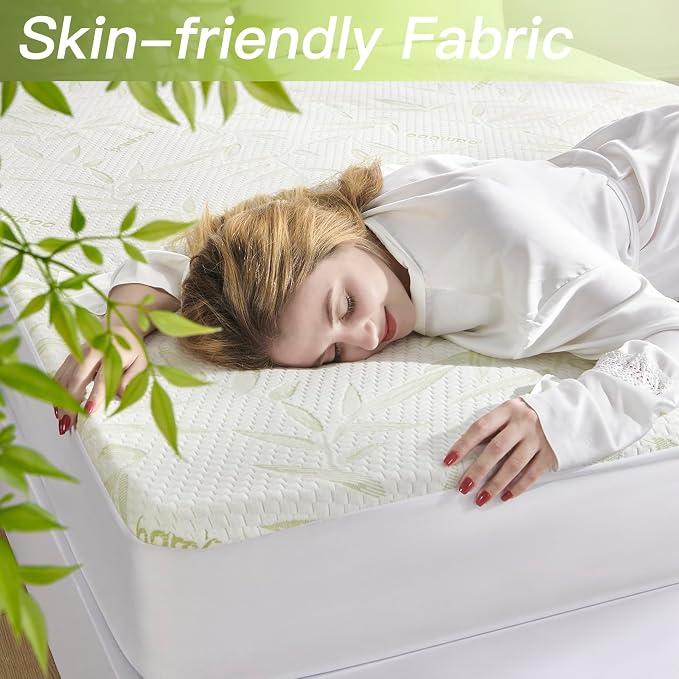 King Mattress Protector Waterproof Mattress Pad Washable Bamboo Rayon Mattress - Image 3