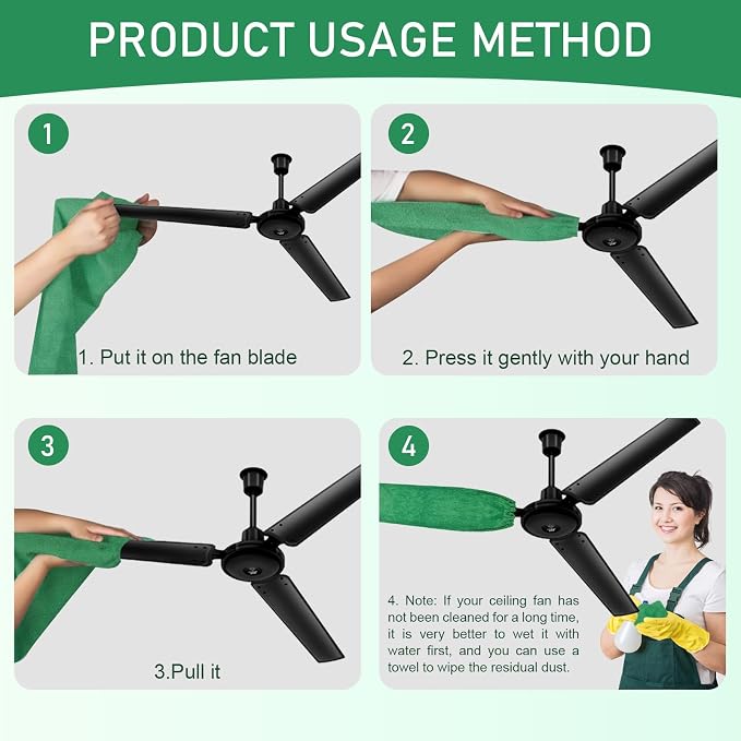 4 PCS Ceiling Fan Duster Kits, 100% Microfibre Fan Blade Cleaner - Image 6