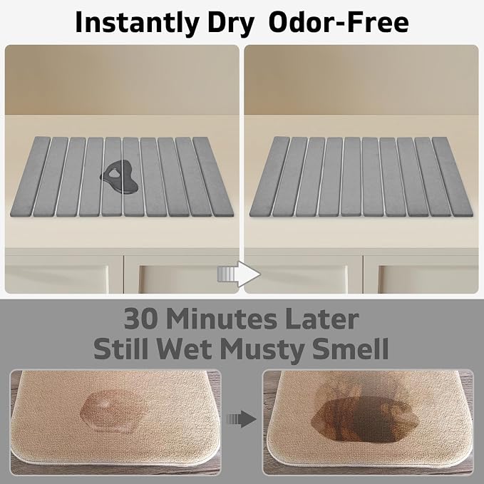 Large Stone Dish Drying Mat for Kitchen Counter, Collapsible Quick Dry Dish - Image 2