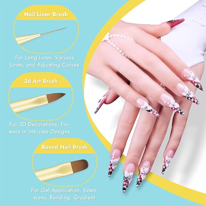 Finea Nail Art Brushes and Dotting Tools 6pcs Set - Image 3