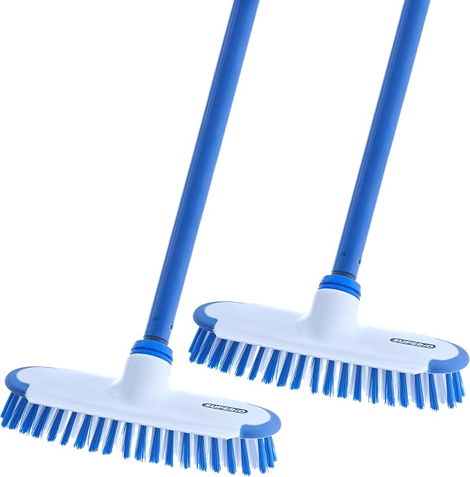 Superio Deck Scrub Brush with Long Handle 48 Inches, Heavy Duty Stiff Bristles by Superio