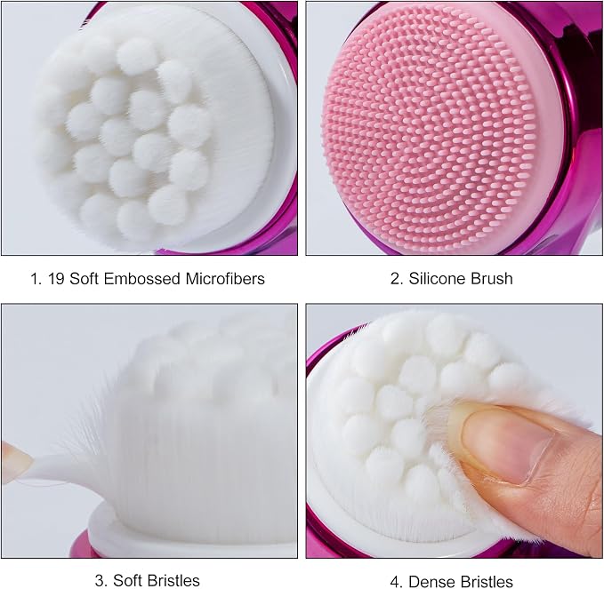 Face Brush 2 in 1, Silicone Facial Cleansing Exfoliating Brush Soft Bristles - Image 2