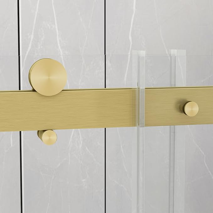 Sunrosa Semi-Frameless Glass Shower Door, 51-55" W x 76" H Single Sliding - Image 2