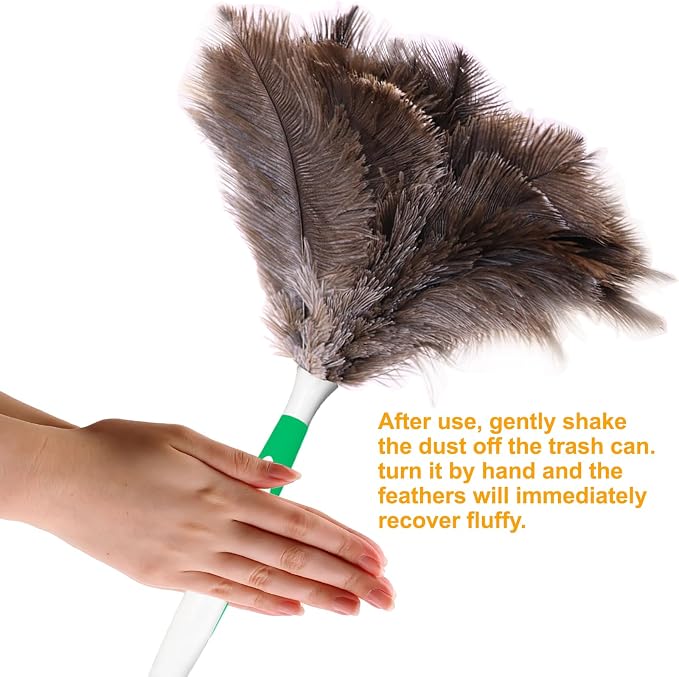 Genuine Ostrich Feather Duster 16 Inch Reusable Fluffy Soft Car Blind Baseboard - Image 5