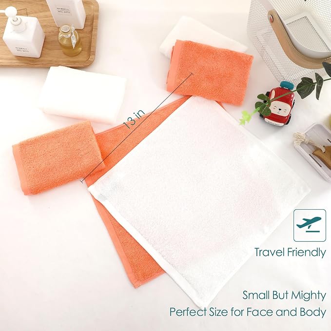 Wash Cloths 12 Pack, 13x13 inch Large White Face Towel on Sensitive Skin - Image 6