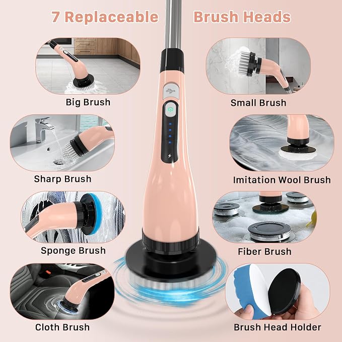 Electric Spin Scrubber, Cordless Cleaning Brush, Shower Scrubber - Image 5