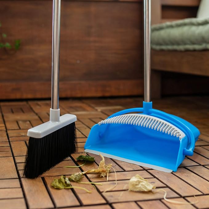 BristleComb Outdoor Broom & Dustpan Set Upright, Long Handle, Self-Cleaning - Image 6