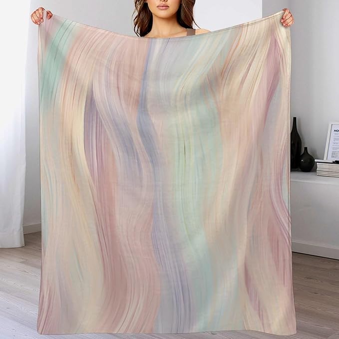 Fashion Gradient Blanket, Modern Abstract Art Colorful Pink Painting Strokes Pattern Soft Warm Cozy Plush Flannel Covers for Livingroom Bedroom Couch Chair Camping Travel Home Decor Tapestry 30x40in