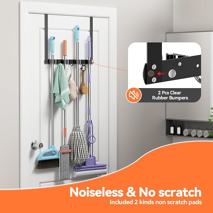 Broom and Mop Holder Over the Door, Broom Holder - Image 2