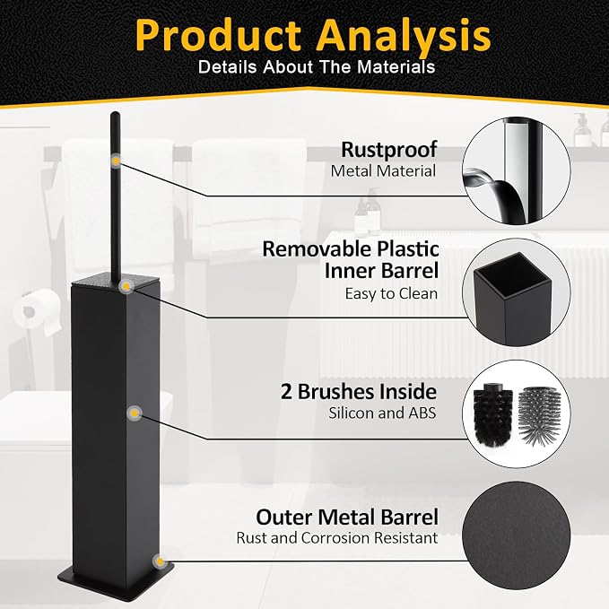 Toilet Brush and Holder Floor Standing, Bathroom Toilet Brush, Freestanding - Image 4