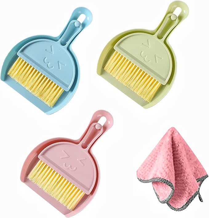 3 Packs of Mini Little Broom and Dustpan, Small Dustpan and Brush Set, Kids by Fgxcjd