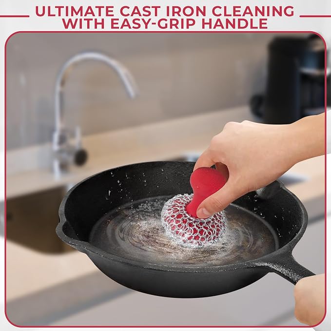 316L Chainmail Scrubber + Pan Scraper + Long Handles - Image 4