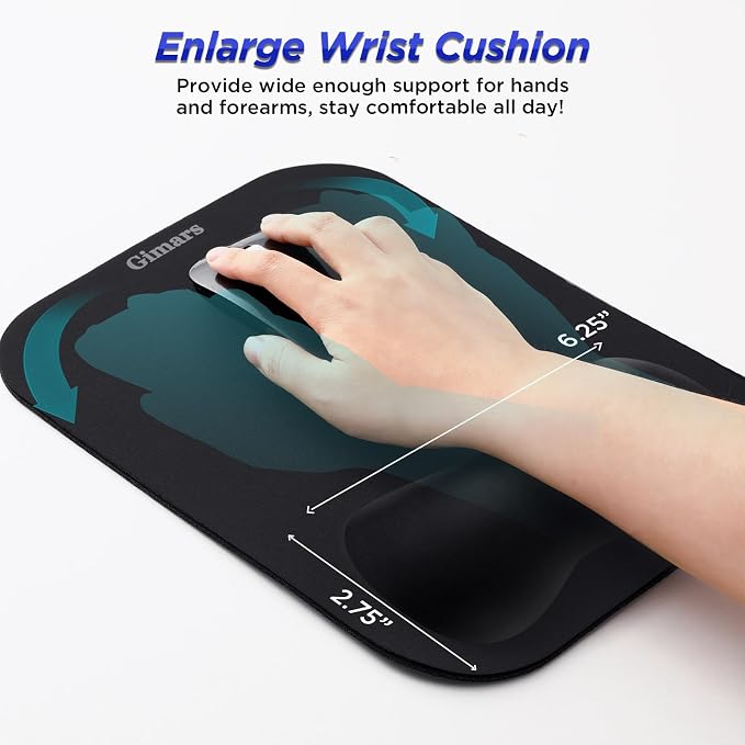 Gimars Large Smooth Superfine Fibre Memory Foam Ergonomic Mouse Pad Wrist Rest - Image 6