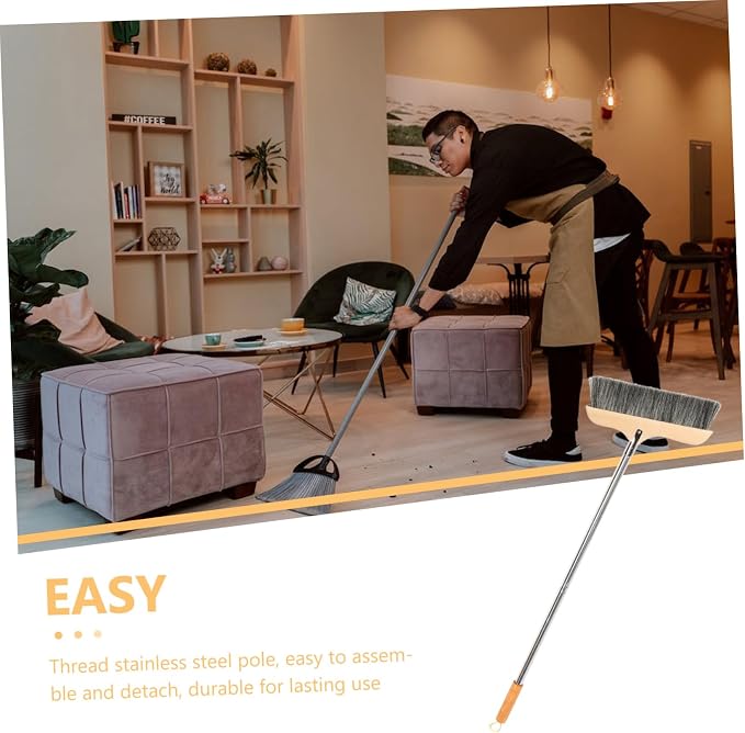 Broom Long Handle Soft Bristle Sweeper Indoor Floor Brush Hair Broom - Image 4
