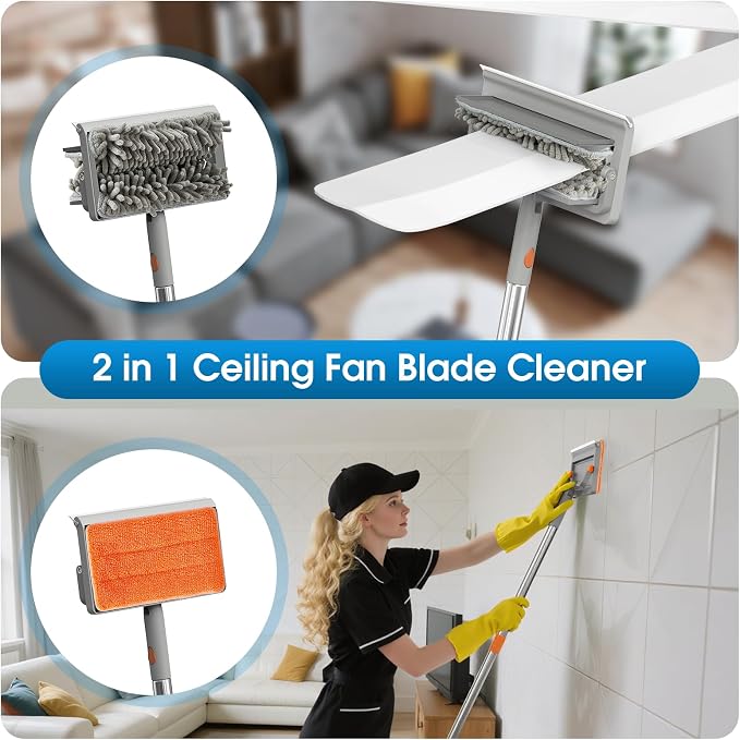 Extendable Cleaner for Ceiling Fan and Baseboards Cleaner Tool- 79” Adjustable - Image 9
