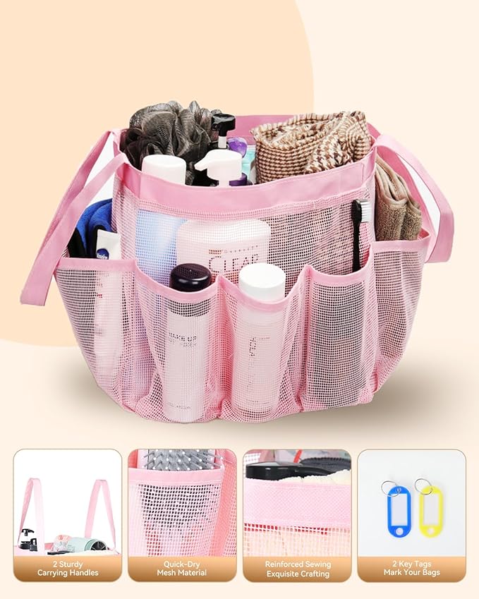 Temede Mesh Shower Caddy Tote, Large Shower Caddy Basket Portable, Quick Dry - Image 4