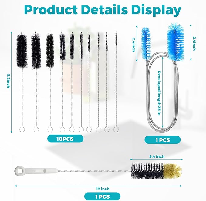 12 Pack Glass Tube Pipe Cleaner Brush Set, - Image 5