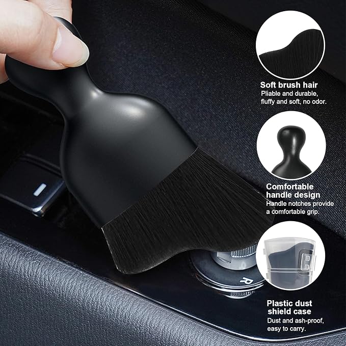 Ziciner 2 PCS Car Detailing Brush, Curved Soft Bristles Auto Removal Dust - Image 3
