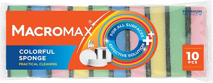 Macromax Colorful Sponge – 10‑Pack Flat Dish Sponges by Macromax