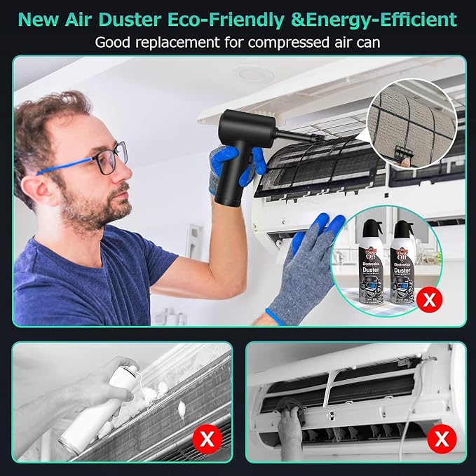Compressed Air Duster, 3 Gear Adjustable 110000RPM Electric Air Blow Portable - Image 5