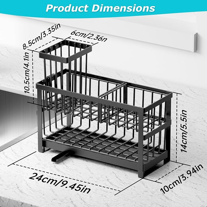Sponge Holder for Kitchen Sink, 2 Tier Sink Caddy Organizer Countertop - Image 6