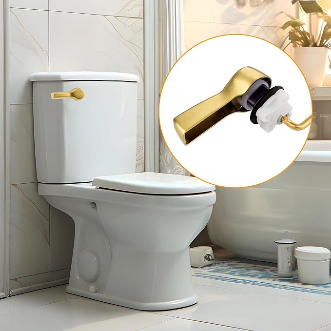 Hibbent Universal Metal Front Mount Toilet Handle Replacement Kit, Brass Toilet - Image 5