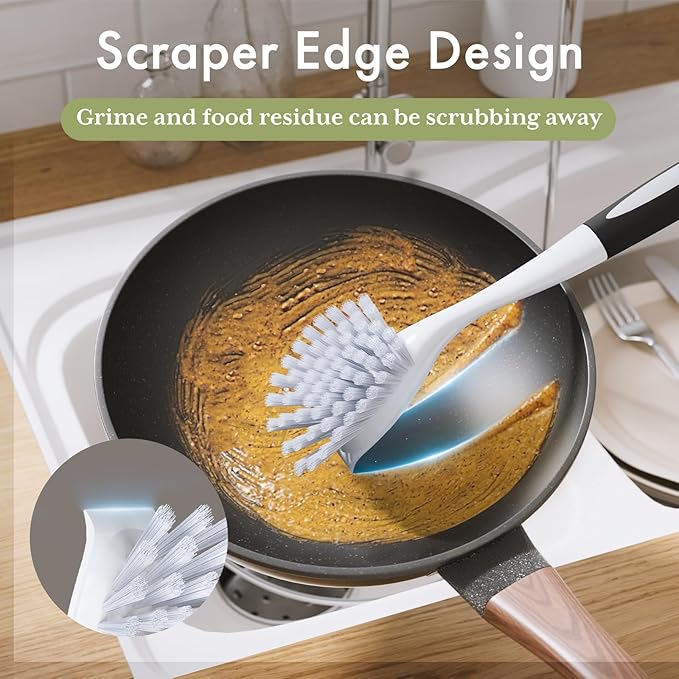 Amazer Dish Brush with Handle, 2 Pack Kitchen Scrub Brushes - Image 5