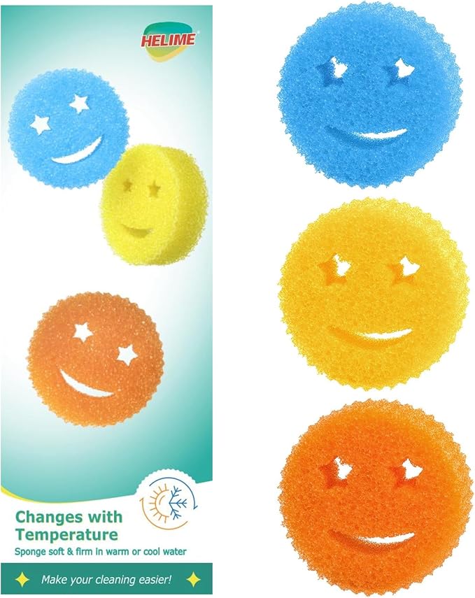 HELIME Scrub Sponges Dish Scrubber, Non-Scratch Multi-Functional Color Sponge by HELIME