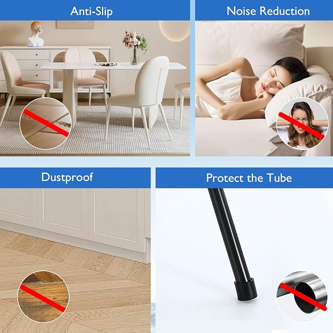 4 Pcs 1" Round Rubber Chair Leg Caps, PVC Table Leg Covers, Flexible & - Image 6