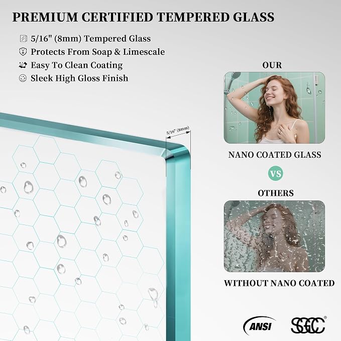 Sliding Shower Door, 56-60" W x 76" H Semi-Frameless Double Sliding Glass - Image 7