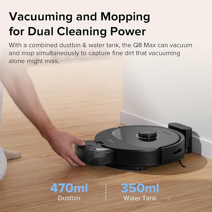 roborock Q8 Max Robot Vacuum and Mop Cleaner, DuoRoller Brush, 5500Pa Strong - Image 3