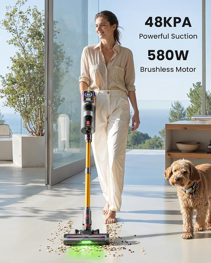 Cordless Vacuum Cleaner, 48KPa/580W/65Mins Vacuum, Self-Standing Vacuum Cleaners - Image 2