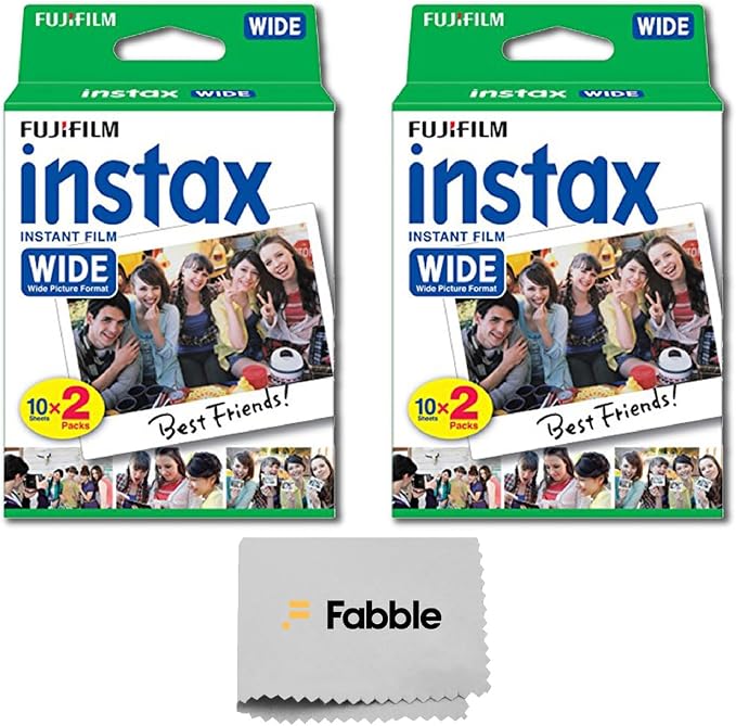 Fujifilm Wide Instant Film Twin Pack X2 + Camera and Lens Cleaning Cloth by FUJIFILM