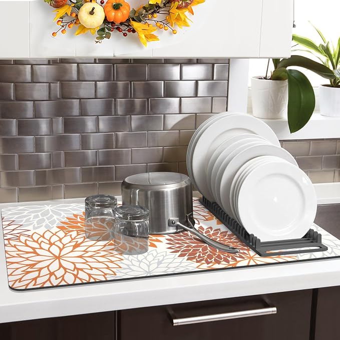 Findosom 2PCS 12" x 20" Fall Dish Drying Mat & 24" x 5.5" Sink Splash Guard - Image 7